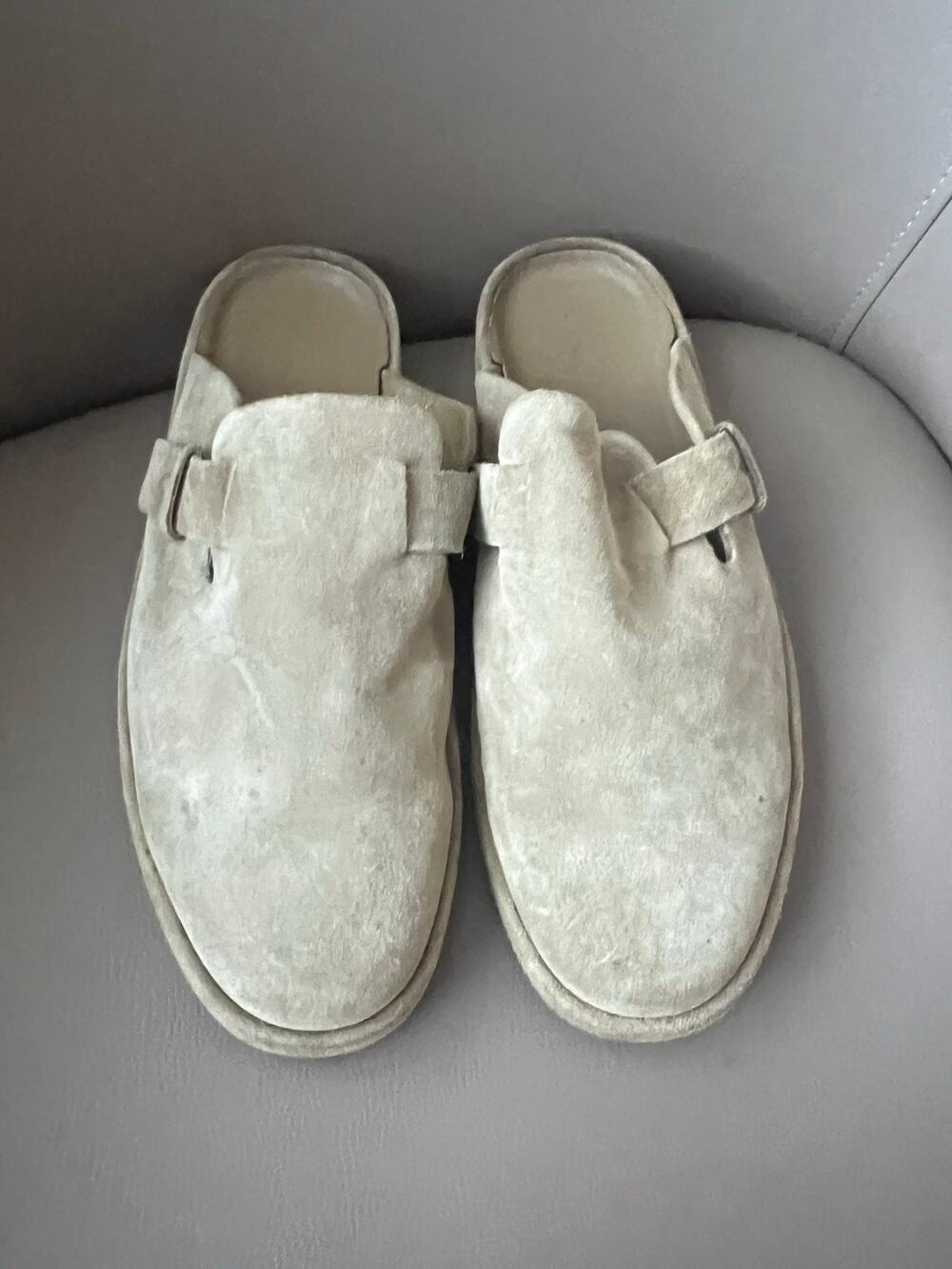 Vince Suede Mules Taupe Tan Mens 9.5 Clogs Buckle Shoes Casual